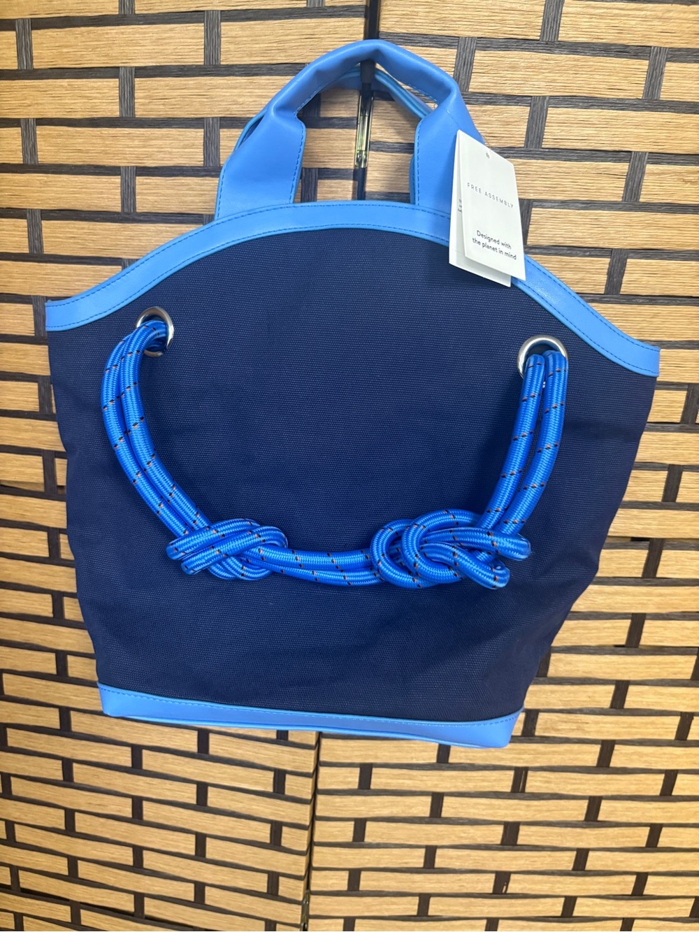 Free assembly navy tote bag